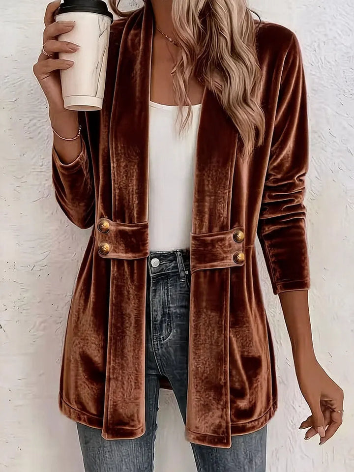 Sdenia - Blazer Long en Velours À Devant Ouvert