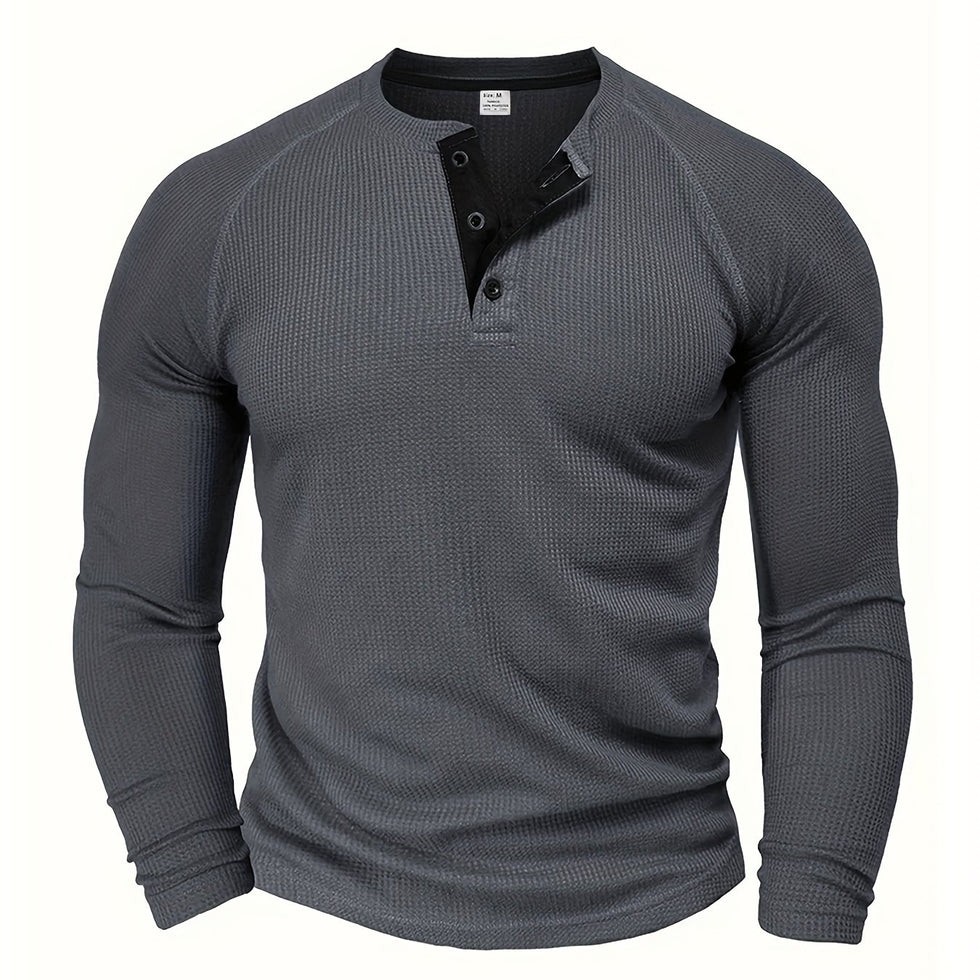 Jarik - T-shirt Henley À Manches Longues Texturé