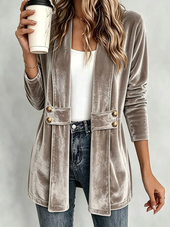 Sdenia - Blazer Long en Velours À Devant Ouvert