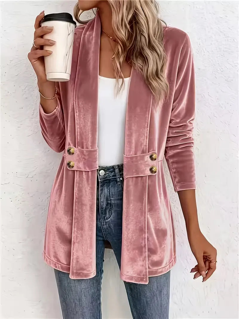 Sdenia - Blazer Long en Velours À Devant Ouvert