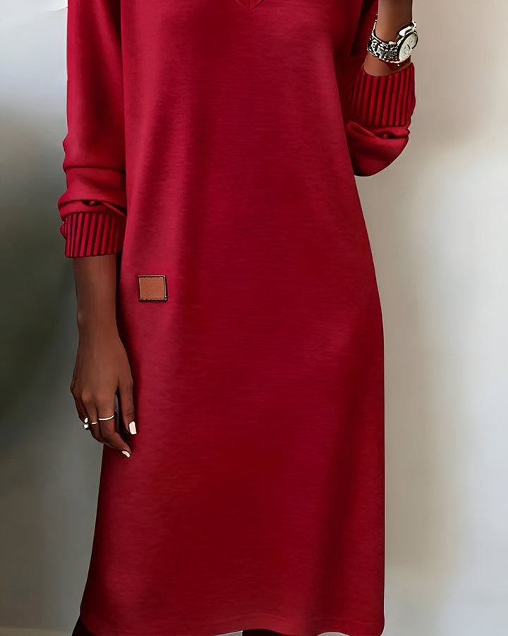 Kymari - Robe Longue Décontractée en Maille À Col en V