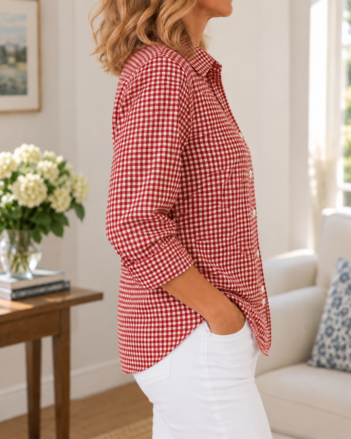 Colien - Chemise à Manches Longues en Vichy Avec Boutons