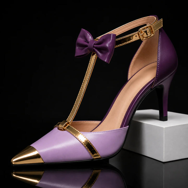 Eunice - Escarpins à Talons Hauts Avec Bride en T et Nœud