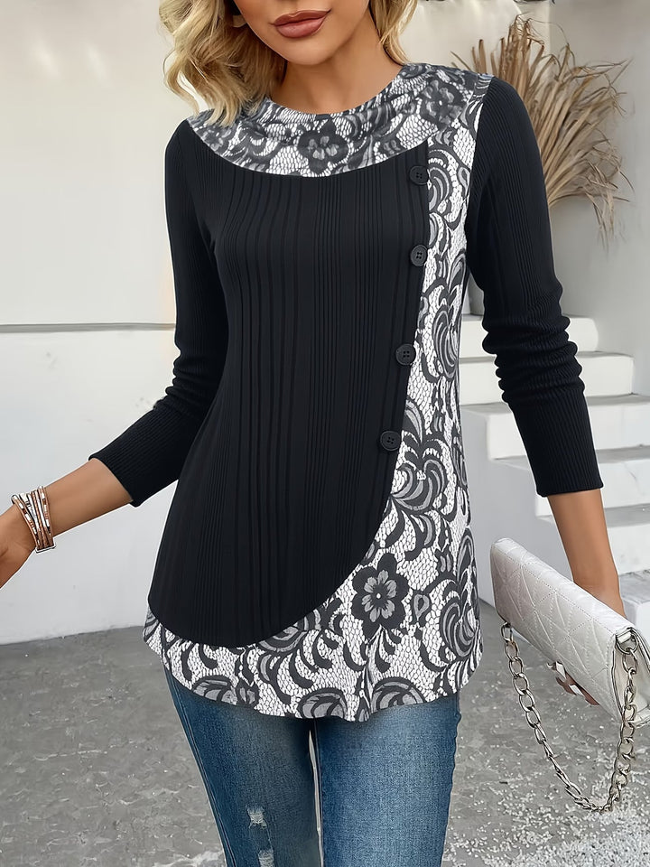 Lizeth - T-Chemise À Col Rond Et Manches Longues