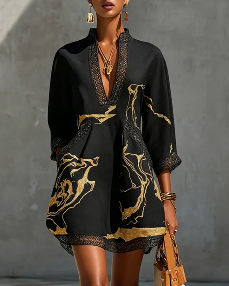 Soeun - Robe À Col Montant et Manches Semi-ajourées