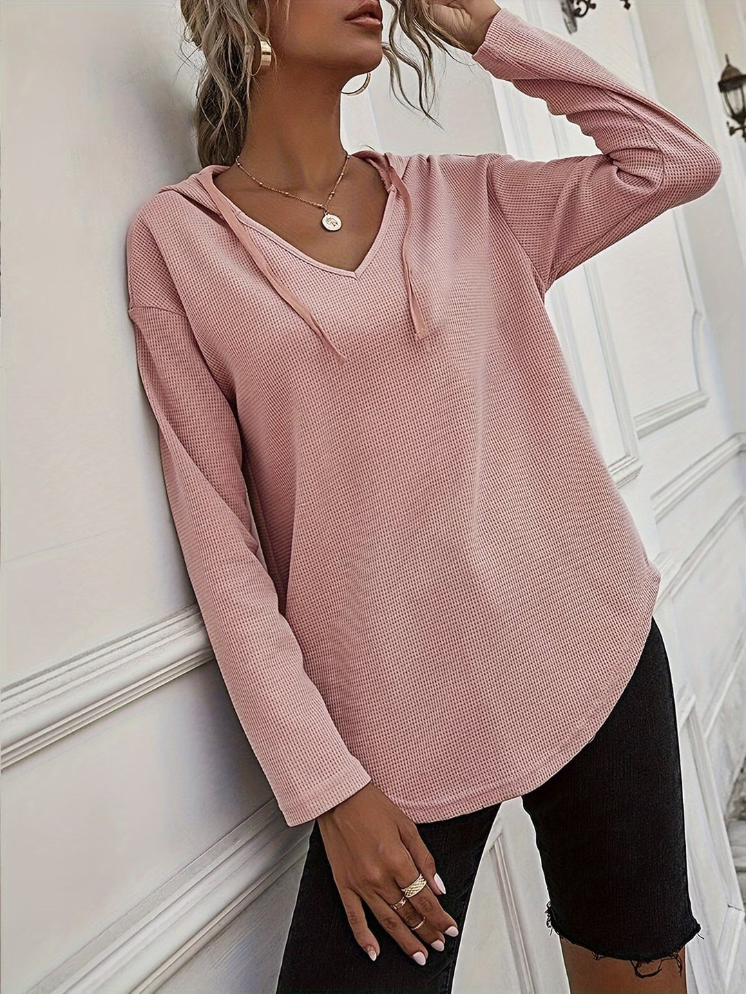 Seonie - Manches Longues Sweat À Capuche À Col en V