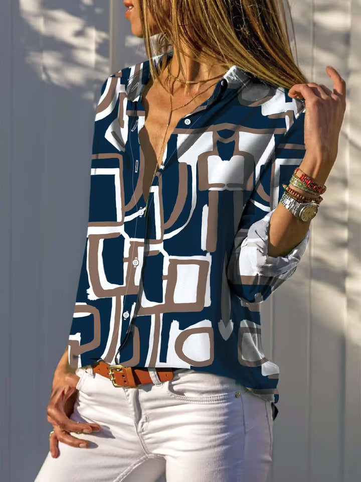 Fizana - Chemise Décontractée en Mousseline À Imprimé Géométrique