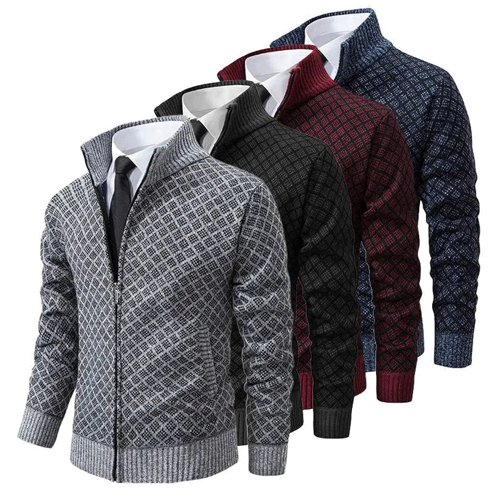 Klarik - Cardigan en Maille À Fermeture Éclair Intégrale Et Motif Losange