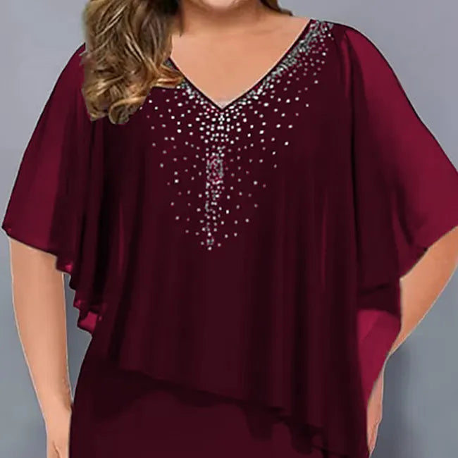 Amélie - Robe en Mousseline À Encolure en V Ornée De Strass