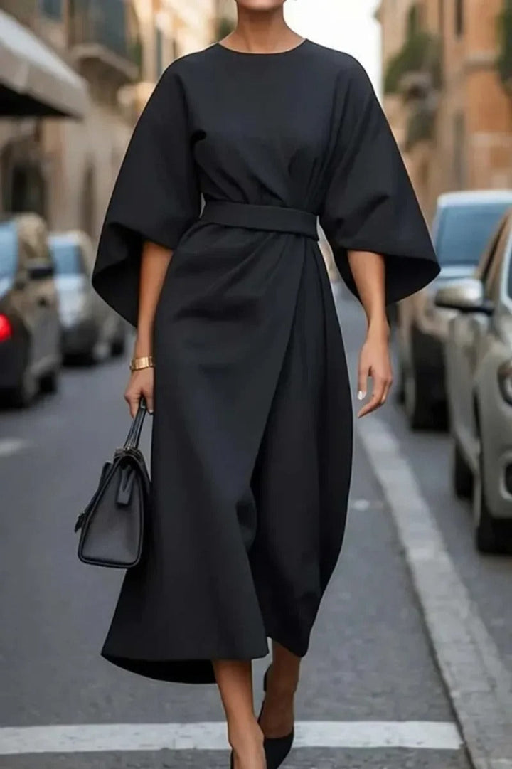 Rita - Robe Élégante À Manches Courtes Et Ceinture