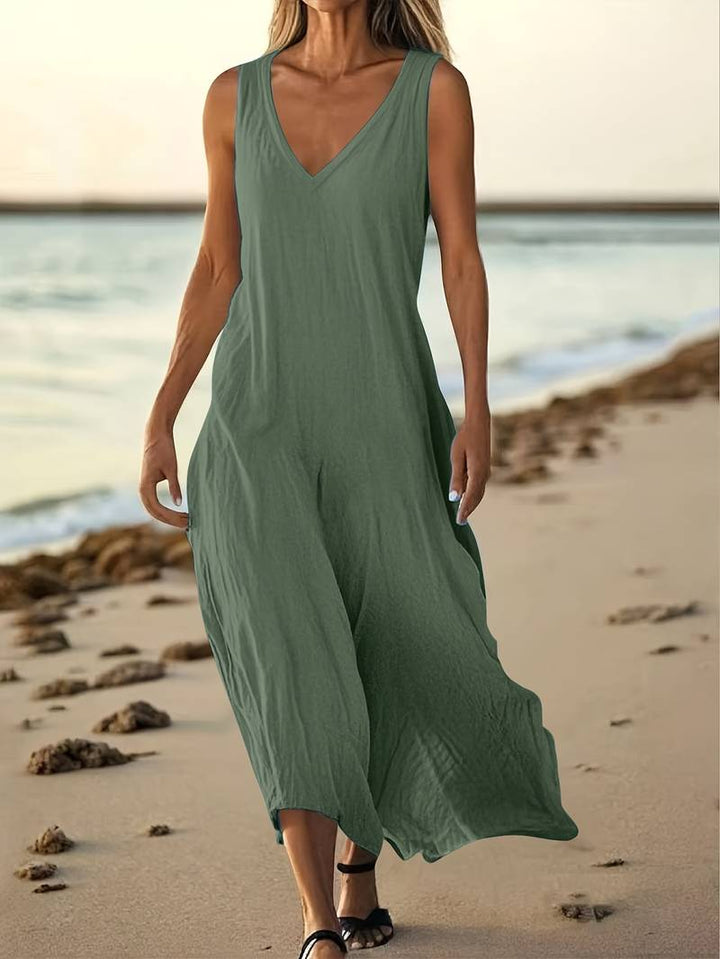 Brina - Élégante Robe Longue Sans Manches À Col en V