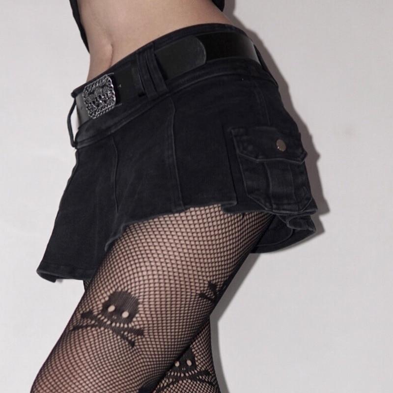 Linda - Mini-jupe en Jean Plissée Avec Ceinture