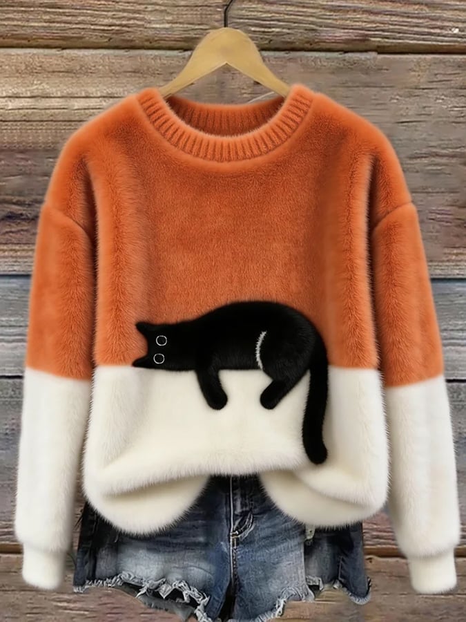 Aiste - Pull Décontracté À Motif Chat