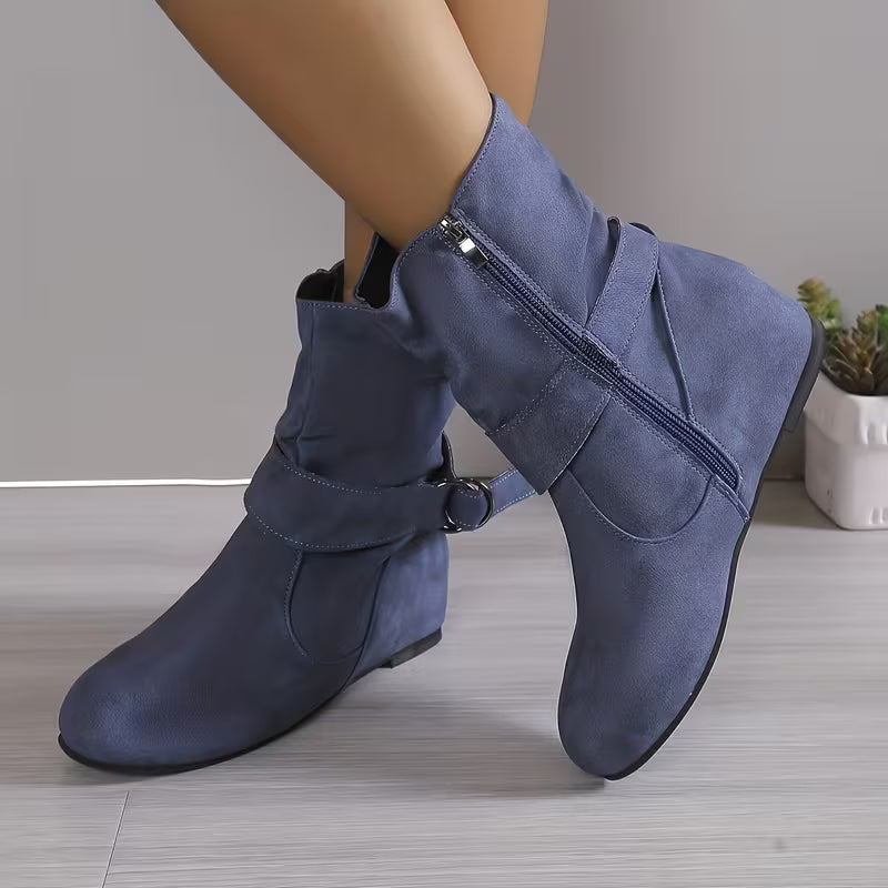 Belynda - Bottines à Talon Compensé Ample Avec Bride à Boucle