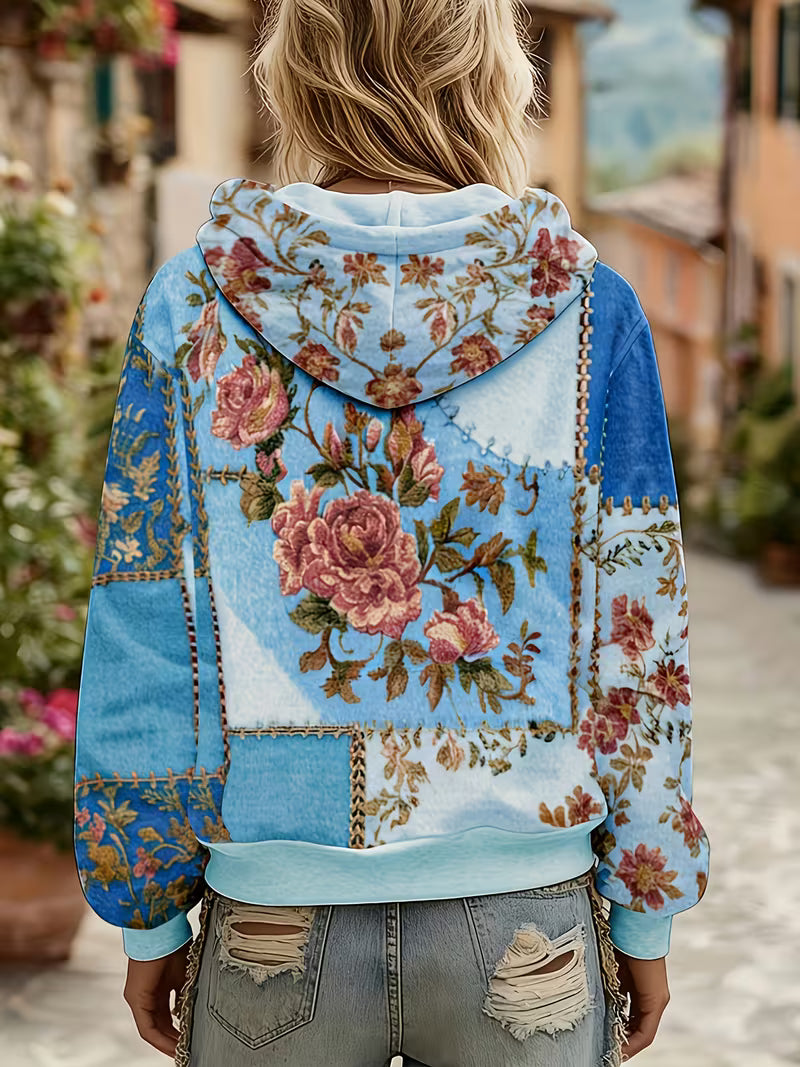 Norella - Sweat à capuche à manches longues en patchwork floral