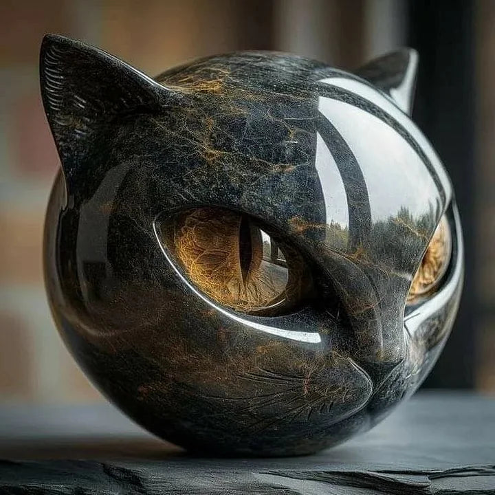 Nyxcharm - Sculpture Tête De Chat Noir Mystique