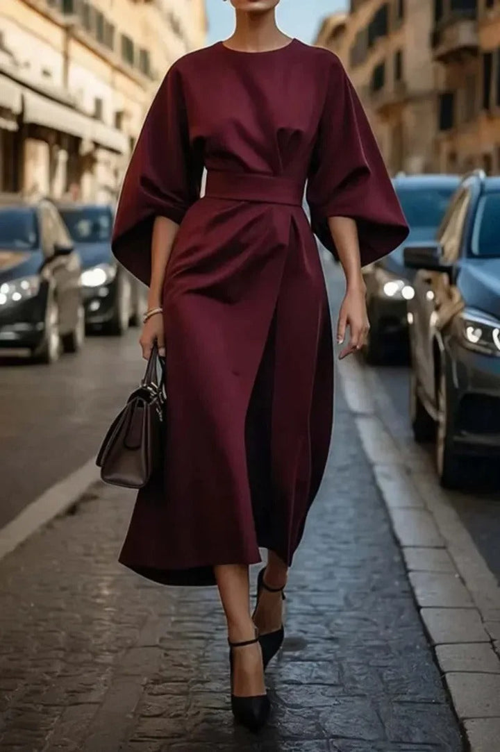 Rita - Robe Élégante À Manches Courtes Et Ceinture