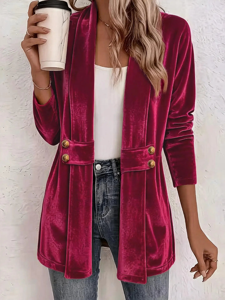 Sdenia - Blazer Long en Velours À Devant Ouvert