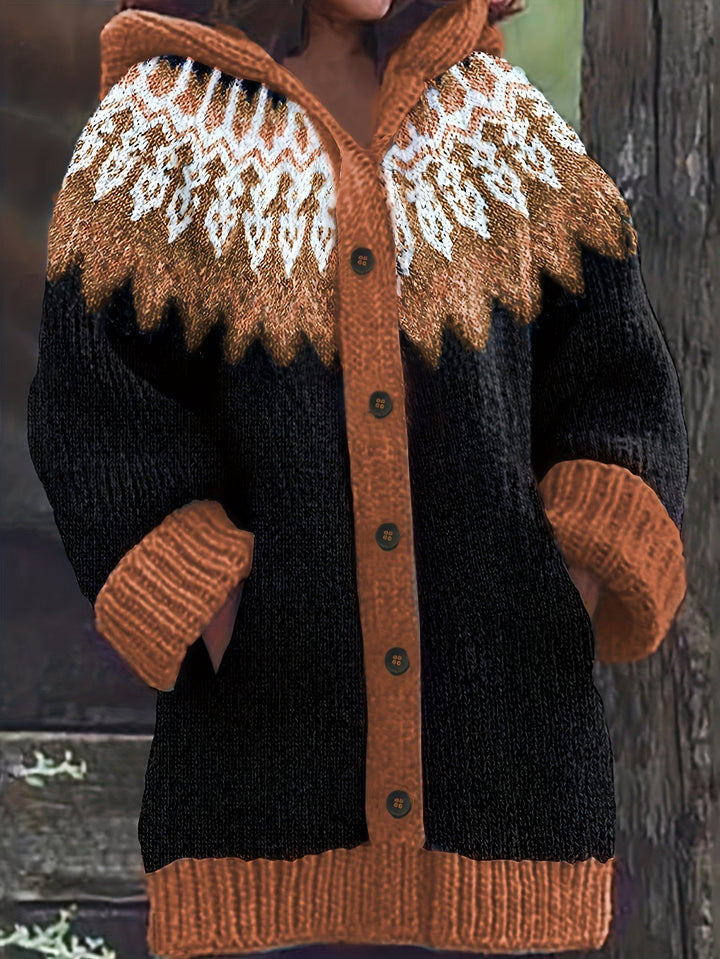 Gulnur - Pull D'hiver Élégant À Capuche Et Manches Longues