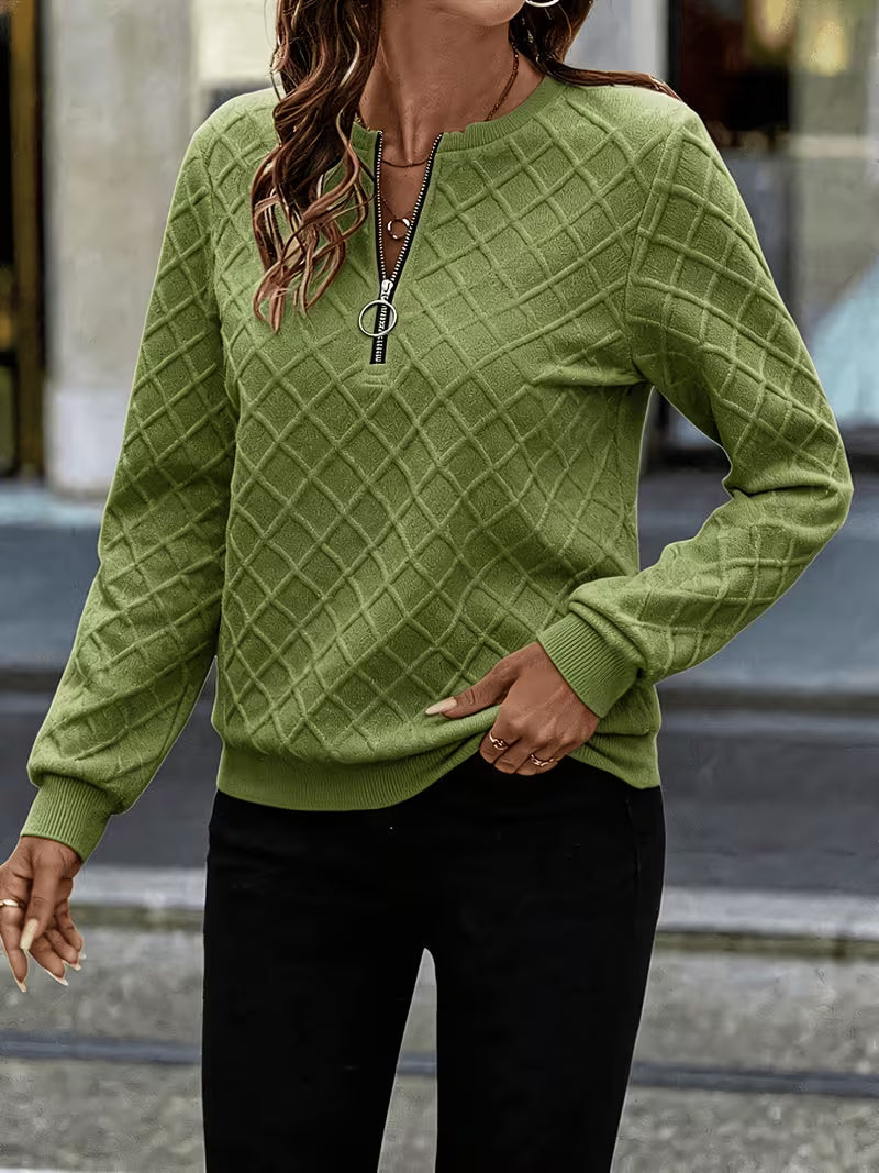 Juliet - Sweat Shirt à Manches Longues Texturé Avec Col Zippé
