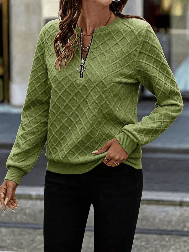 Juliet - Sweat Shirt à Manches Longues Texturé Avec Col Zippé