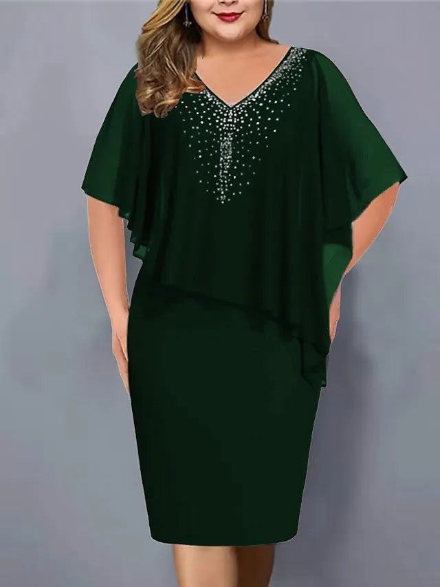 Amélie - Robe en Mousseline À Encolure en V Ornée De Strass
