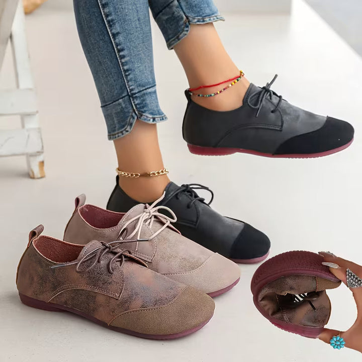 Zuniya - Chaussures Confortables à Talons Compensés Bas et à Lacets