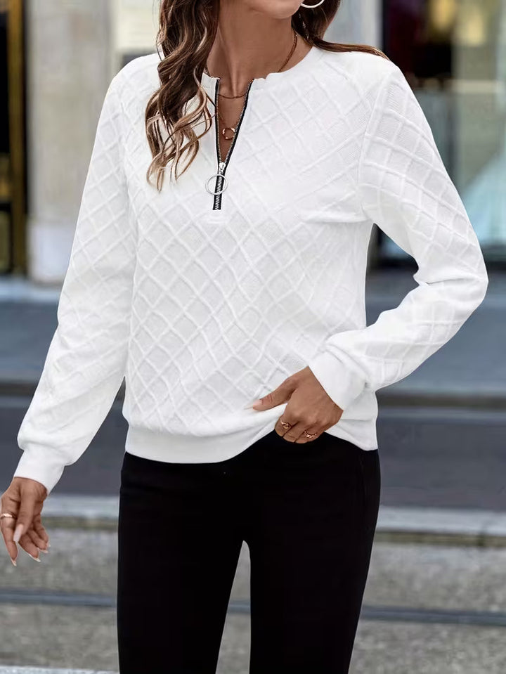 Juliet - Sweat Shirt à Manches Longues Texturé Avec Col Zippé