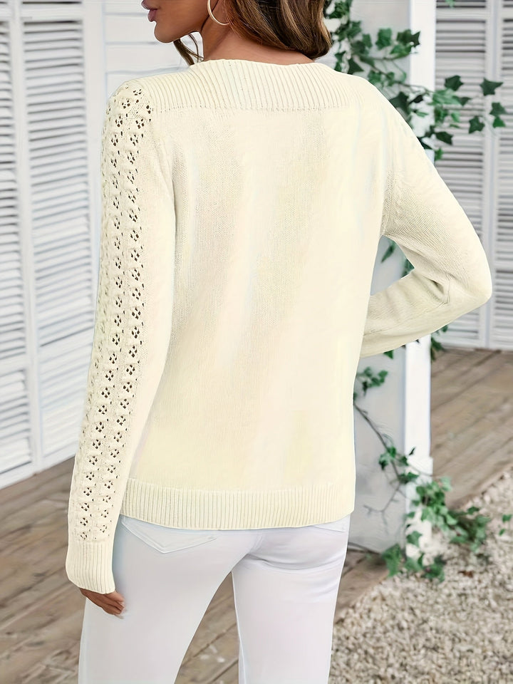 Pauliina - Pull Décontracté À Manches Longues Et Ajouré