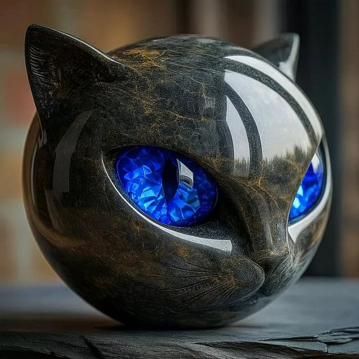 Nyxcharm - Sculpture Tête De Chat Noir Mystique