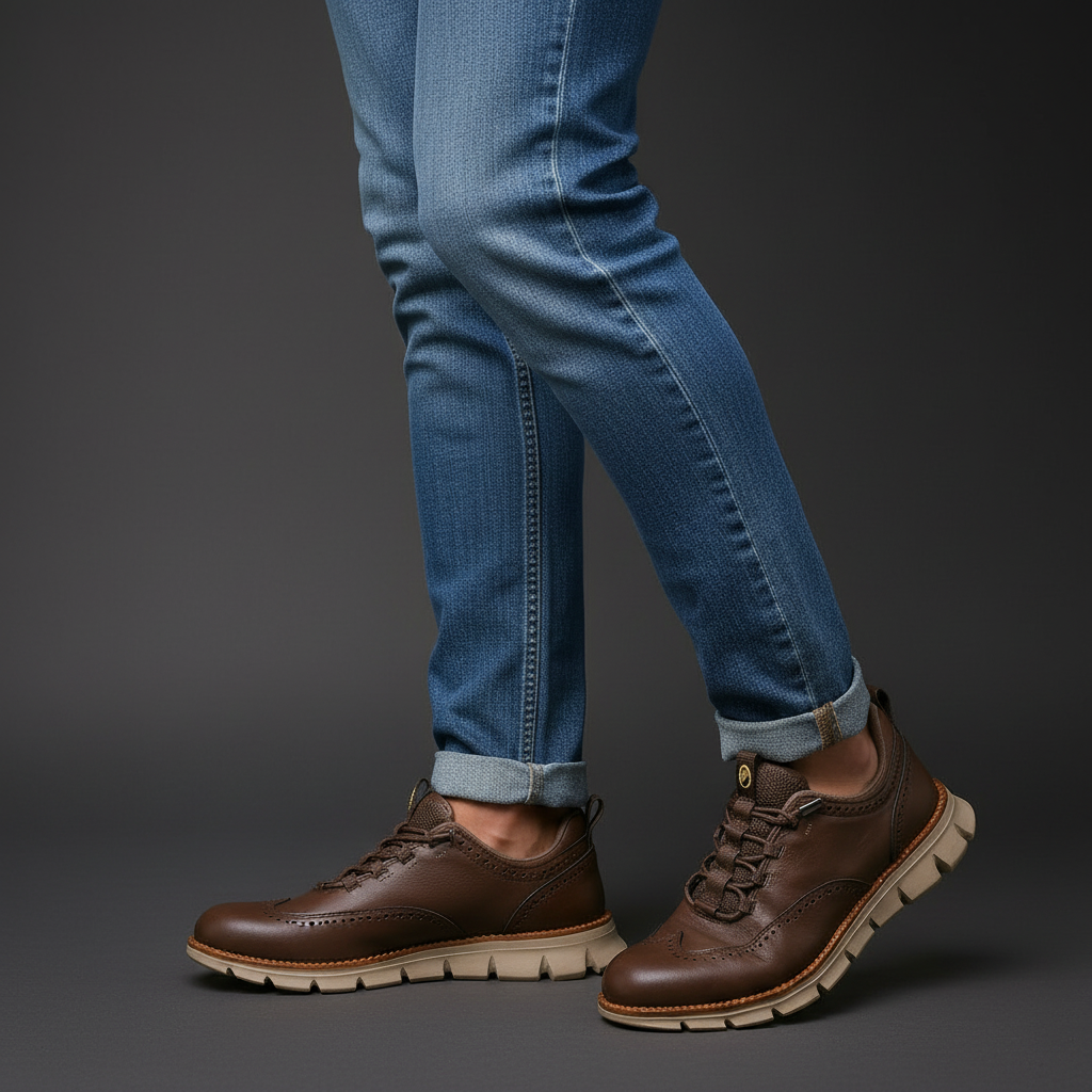 Heijnen - Baskets Brogues à Bout Golf en Cuir