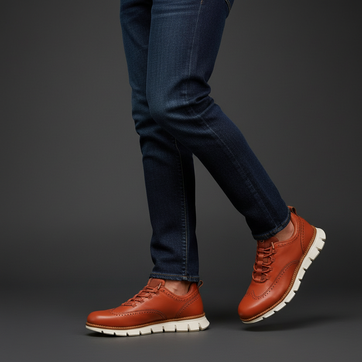 Heijnen - Baskets Brogues à Bout Golf en Cuir