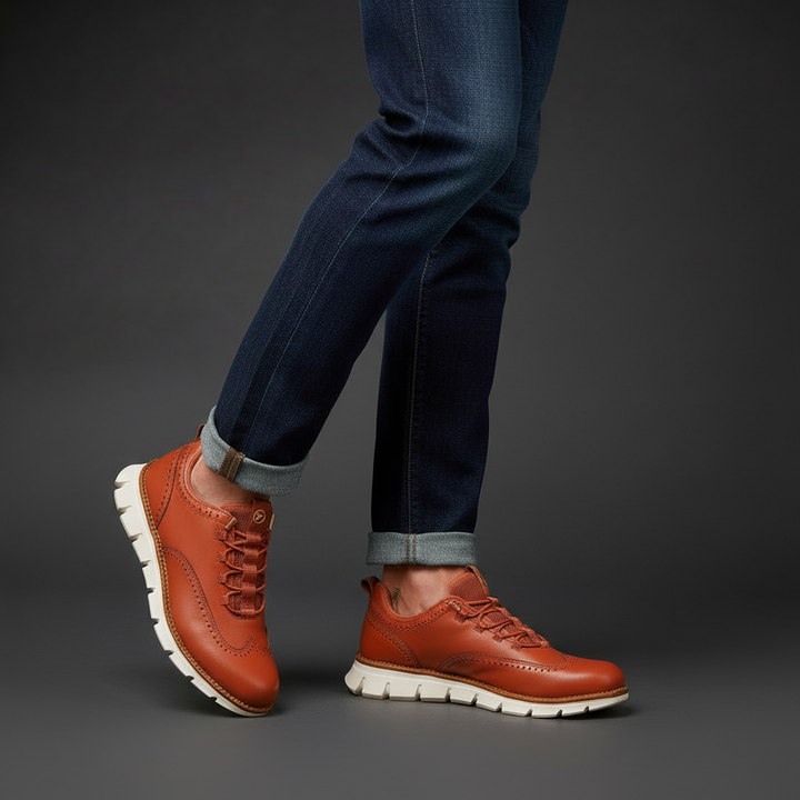 Heijnen - Baskets Brogues à Bout Golf en Cuir
