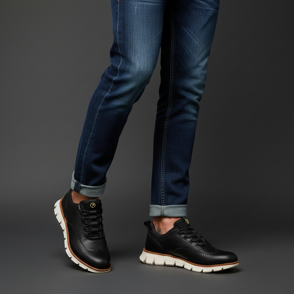 Heijnen - Baskets Brogues à Bout Golf en Cuir