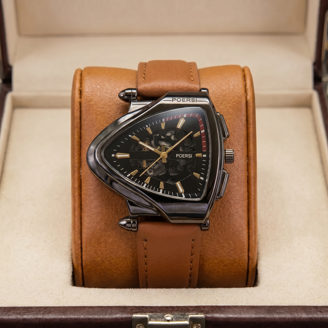 Narciso - Montre Triangulaire En Cuir à Structure Squelette