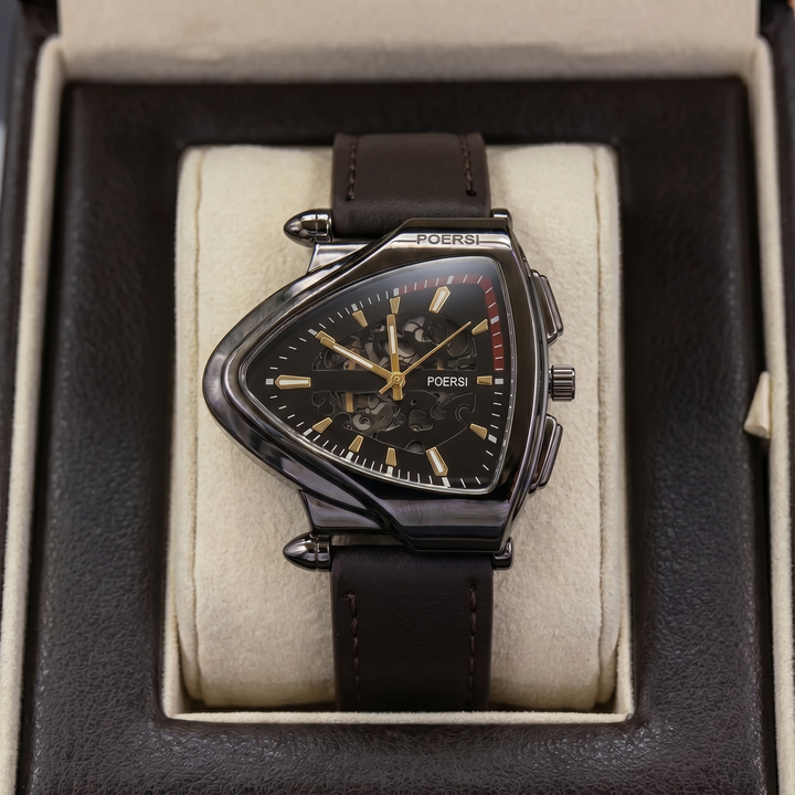 Narciso - Montre Triangulaire En Cuir à Structure Squelette