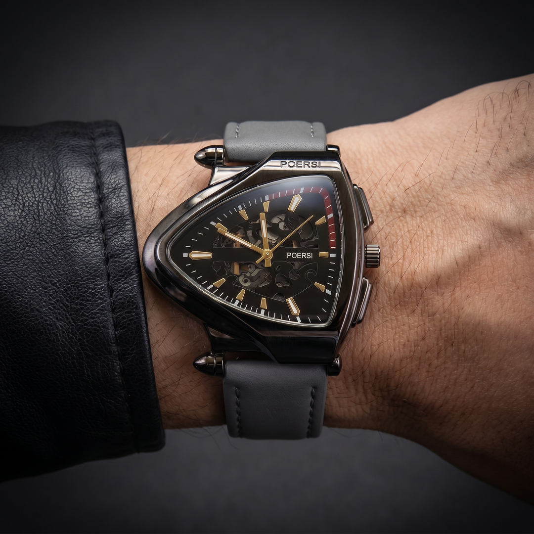 Narciso - Montre Triangulaire En Cuir à Structure Squelette