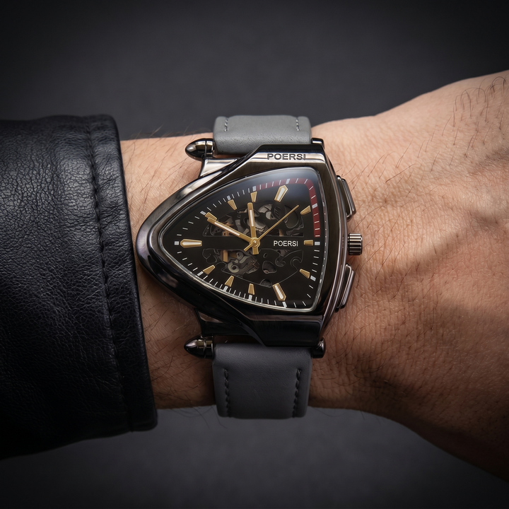 Narciso - Montre Triangulaire En Cuir à Structure Squelette