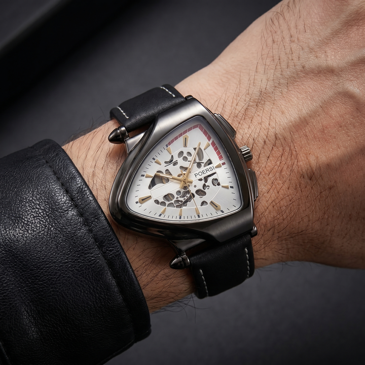 Narciso - Montre Triangulaire En Cuir à Structure Squelette