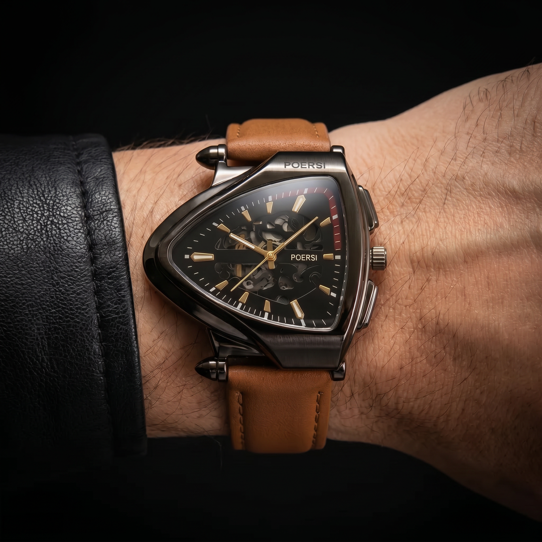 Narciso - Montre Triangulaire En Cuir à Structure Squelette
