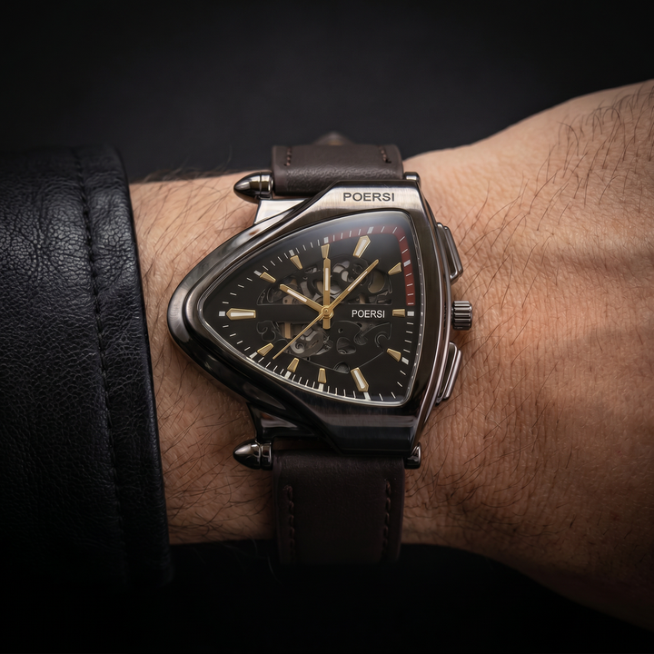 Narciso - Montre Triangulaire En Cuir à Structure Squelette