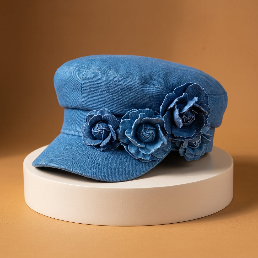 Nelisha - Casquette en Jean Ornée De Motifs Floraux