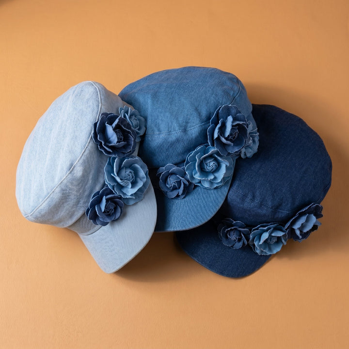 Nelisha - Casquette en Jean Ornée De Motifs Floraux