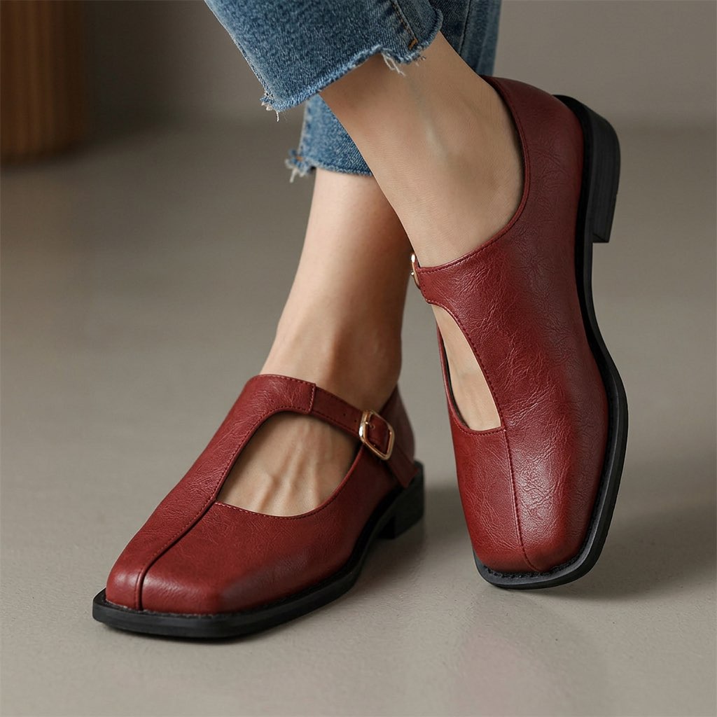 Eniolaa - Chaussures À Bout Carré Avec Sangle À Boucle Vintage