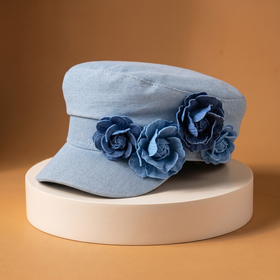 Nelisha - Casquette en Jean Ornée De Motifs Floraux