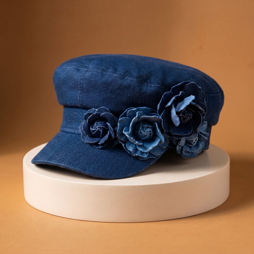 Nelisha - Casquette en Jean Ornée De Motifs Floraux