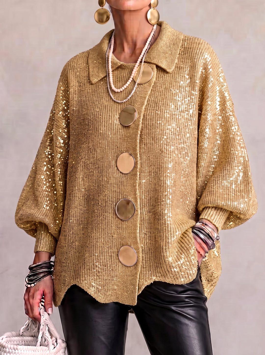 Kizzi - Cardigan Oversize À Boutons Dorés