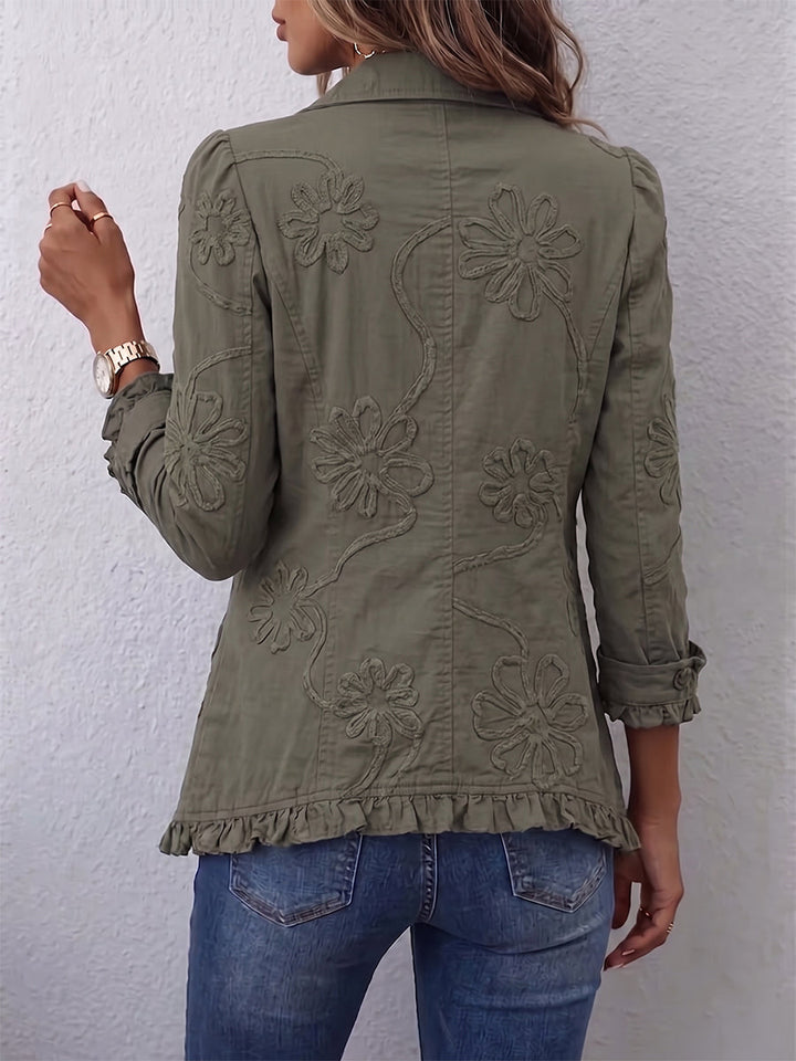 Eloria - Veste À Boutons Sur Le Devant Et Ourlet À Volants, Ornée De Broderies Florales