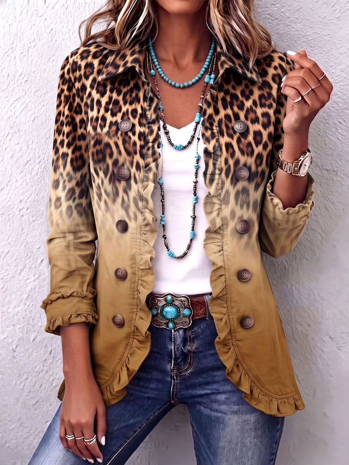 Dominique - Veste Blazer À Volants Et Effet Ombré Léopard
