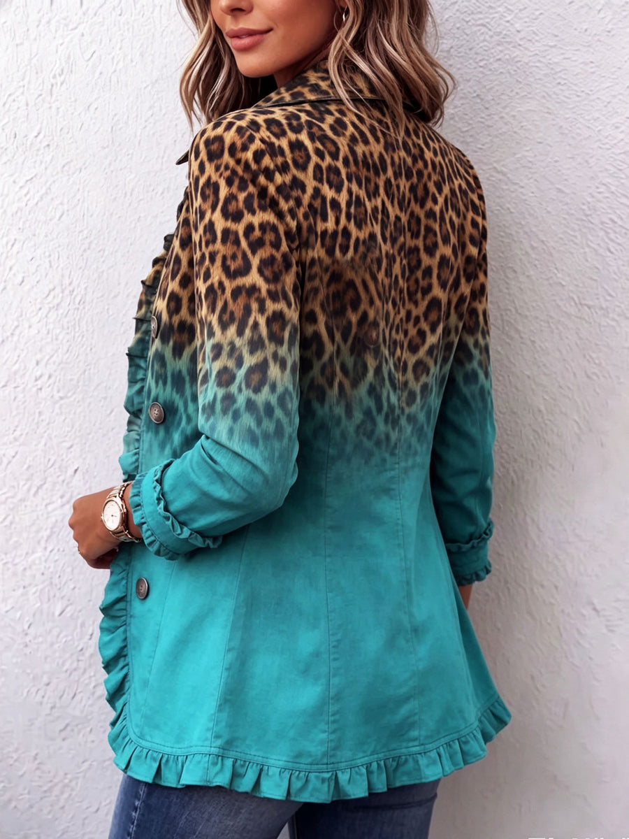 Dominique - Veste Blazer À Volants Et Effet Ombré Léopard